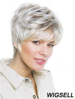 Synthetic Amazing Short Wavy Grey Wigs