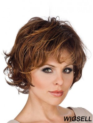 Synthetic Lace Front Wigs Layered Cut Wavy Style Short Length