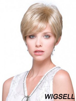 Incredible Blonde Short Straight Boycuts Monofilament Wigs