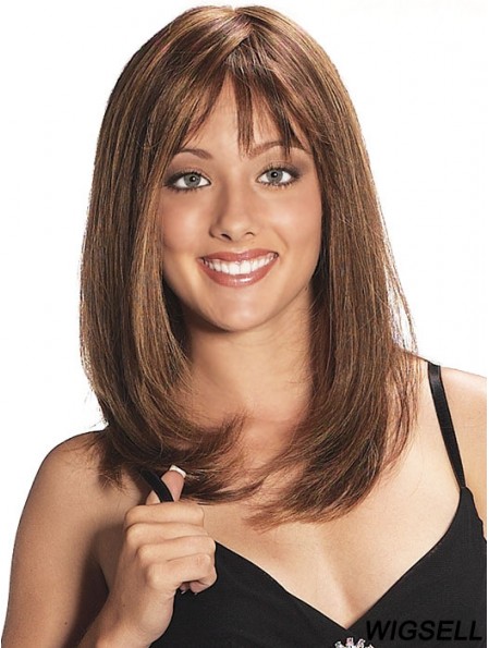 Layered Shoulder Length Auburn Straight Trendy Petite Wigs