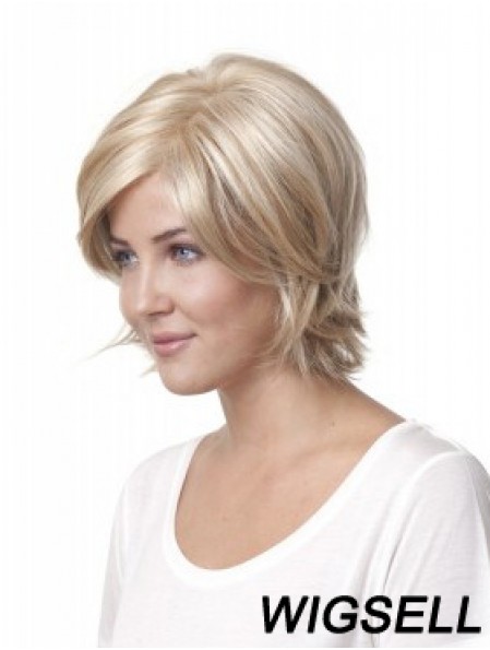 10 inch Blonde Chin Length Layered Straight Discount Lace Wigs