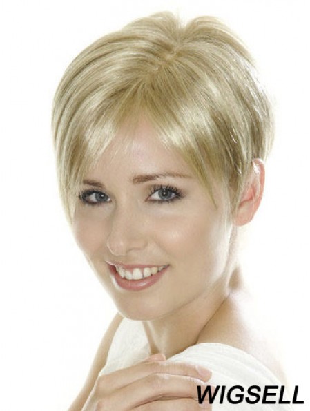 Soft Blonde Cropped Straight Boycuts Lace Front Wigs