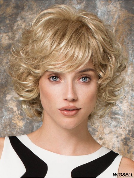 Layered Blonde Curly Chin Length 10 inch Perfect Medium Wigs