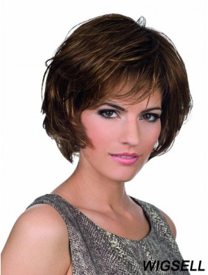 Bobs Lace Front Chin Length Synthetic Brown Monofilament Parting Wigs