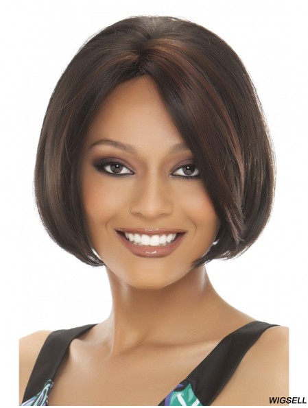 Straight Indian Remy Hair Brown Short Style 3/4 Wigs
