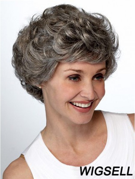 Synthetic Popular Short Wavy Grey Wigs