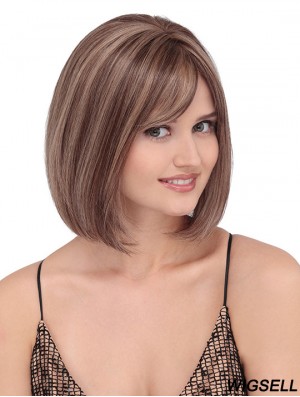Straight Shoulder Length Blonde 12 inch Lace Front Discount Bob Wigs