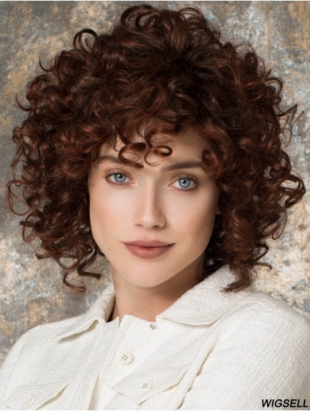 Curly Layered Chin Length Auburn Amazing Lace Front Wigs