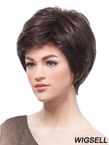 Flexibility Brown Short Straight Boycuts Lace Front Wigs