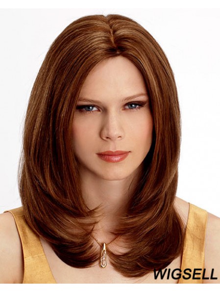 Shoulder Length Wavy Without Bangs Auburn Cheapest 100% Hand-tied Wigs