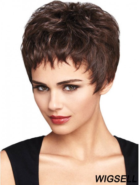 Natural Auburn Cropped Wavy Boycuts Lace Front Wigs