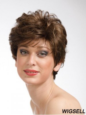Brown 8 inch Sassy Short Wavy Layered Lace Wigs