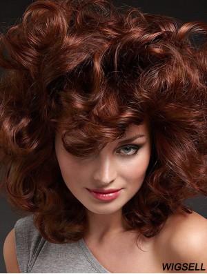 Long Curly Layered Auburn Good 100% Hand-tied Wigs