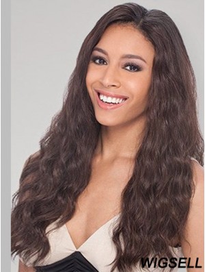Brown Long Perfect Wavy Without Bangs Lace Wigs