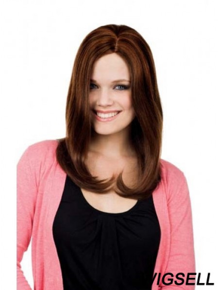 Straight Without Bangs Long Auburn Online Lace Front Wigs