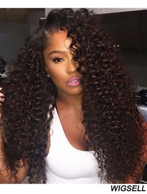 Curly Remy Human Hair 20 inch Without Bangs Black 360 Lace Wigs