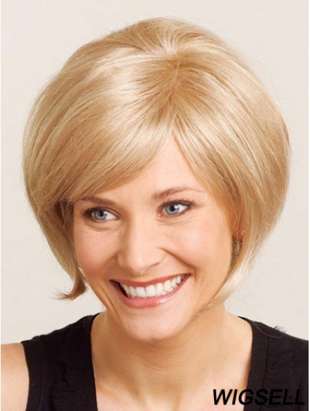 Chin Length Straight 100% Hand-tied Blonde Online Bob Wigs