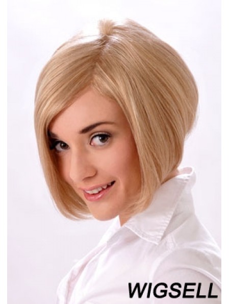 Chin Length Straight Monofilament Blonde Style Bob Wigs