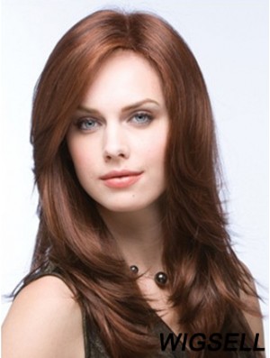 Affordable Monofilament Wigs UK Straight Style Layered Cut Auburn Color