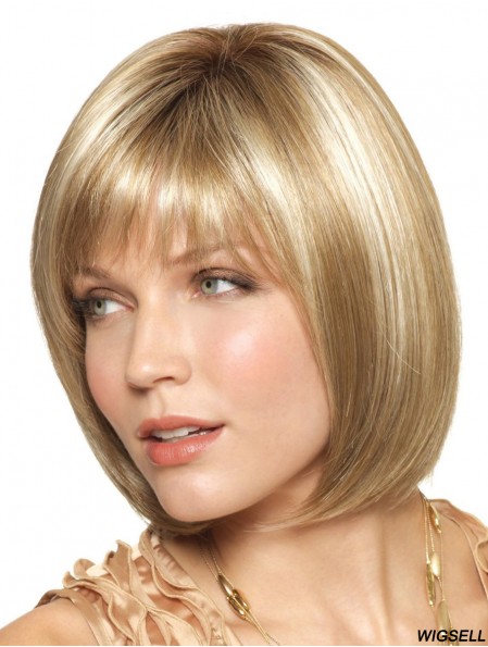 Chin Length Blonde Discount 11 inch Straight Bob Wigs