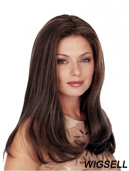 Without Bangs Long Straight Brown 20 inch Comfortable Monofilament Wigs