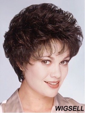 Layered Short Wavy Brown 8 inch Fashionable Monofilament Wigs