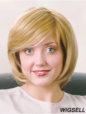 Bobs Chin Length Straight Blonde 12 inch Good Monofilament Wigs