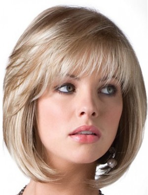 Bob Wig Blonde Wig UK With Bangs Chin Length