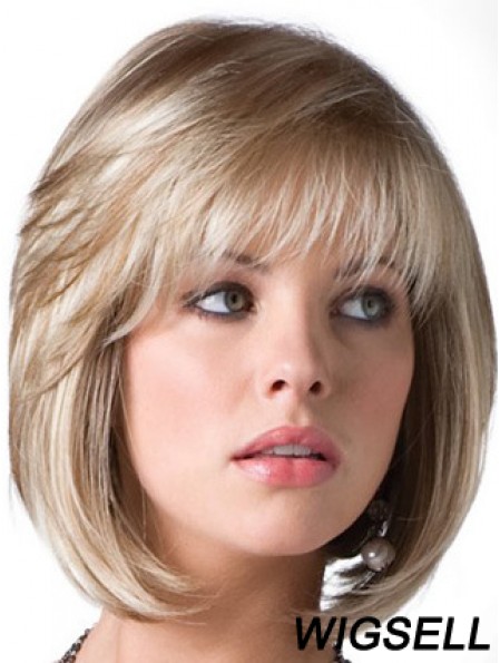 Bob Wig Blonde Wig UK With Bangs Chin Length