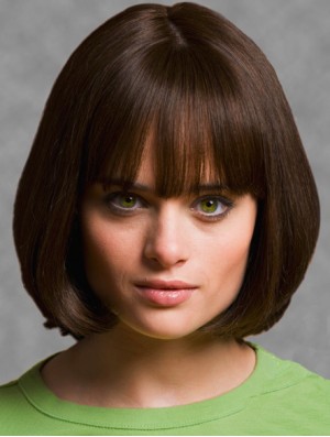 Wigs Bob UK With Synthetic Capless Brown Color Chin Length