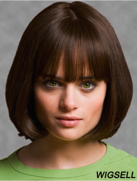 Wigs Bob UK With Synthetic Capless Brown Color Chin Length