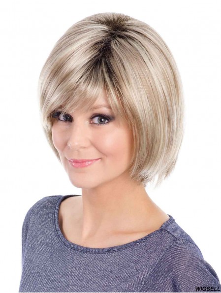 Cheap Blonde Bob Wigs Straight Style Chin Length With Capless