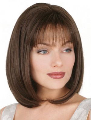 Straight Bob Wig Chin Length Brown Color Bobs Cut With Capless