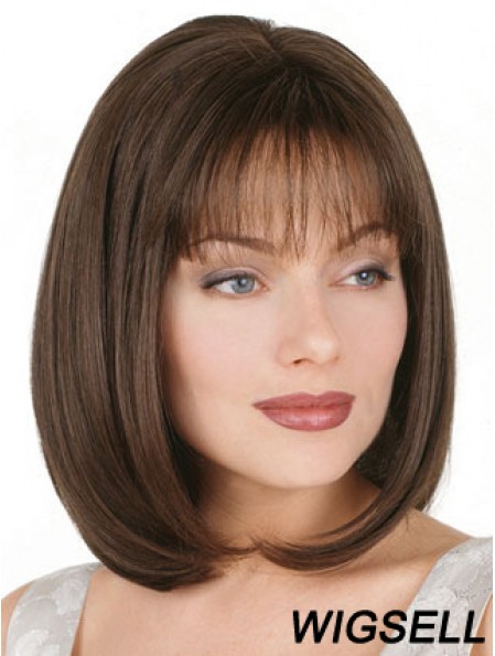 Straight Bob Wig Chin Length Brown Color Bobs Cut With Capless