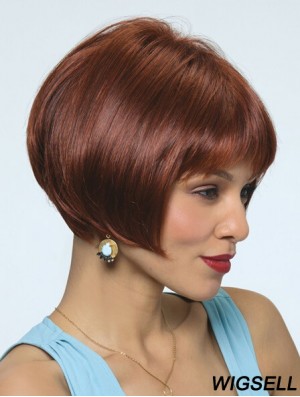 Straight Chin Length Red 10 inch Capless Fashionable Bob Wigs