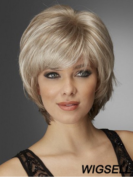 Wavy Chin Length Blonde 10 inch Monofilament Exquisite Bob Wigs