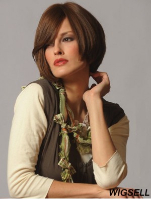 Straight Chin Length Brown 10 inch Capless Flexibility Bob Wigs