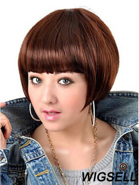 Capless Short Straight Auburn Popular Bob Wigs