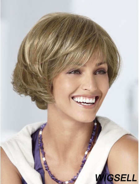 Capless Short Wavy Blonde Great Bob Wigs