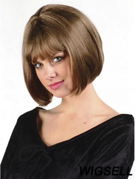 Capless Chin Length Straight Brown Cheap Bob Wigs