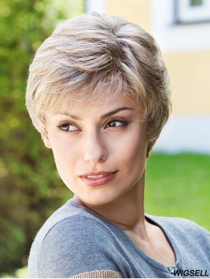 Sassy Short Straight 6 inch Synthetic Grey Wigs