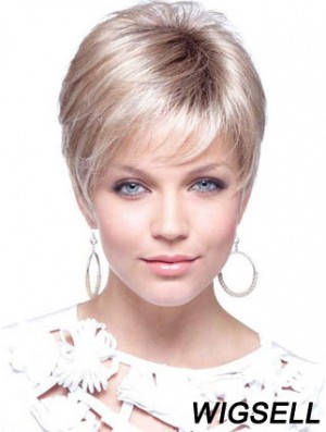 Womens Wigs UK With Capless Cropped Length Blonde Color