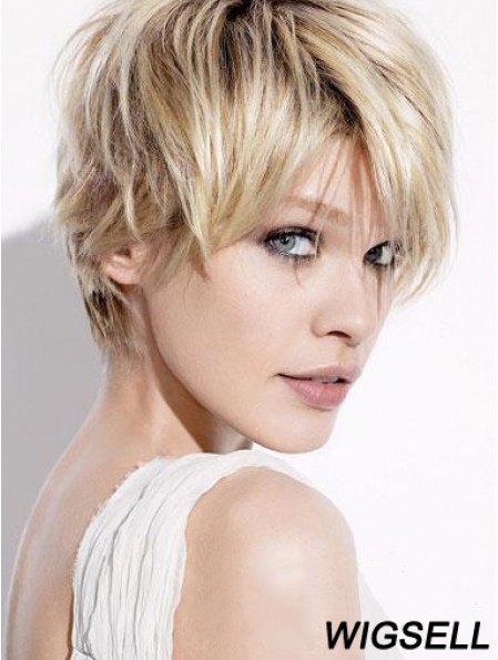 Short Blonde Wigs With Capless Straight Style Boycuts