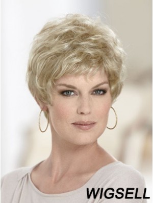 Boycuts Wavy Blonde Capless Discount Short Wigs