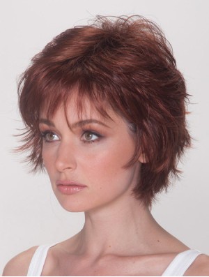 Best Wigs With Synthetic Capless Auburn Color Straight Style