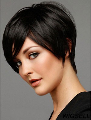 Short Wig With Capless Black Color Boycuts Straight Style