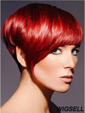 Boycuts Straight Red Capless Sassy Short Wigs