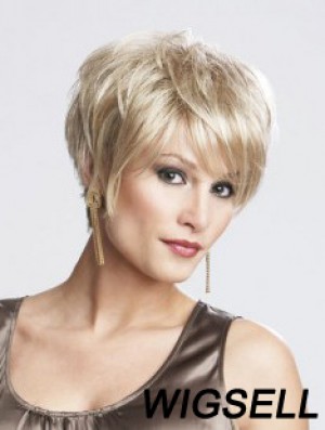 8 inch Sassy Straight Layered Blonde Short Wigs