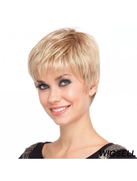 4 inch Cheapest Straight Boycuts Blonde Short Wigs