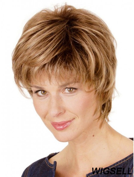 Short Wigs Straight Style Short Length Blonde Color With Capless